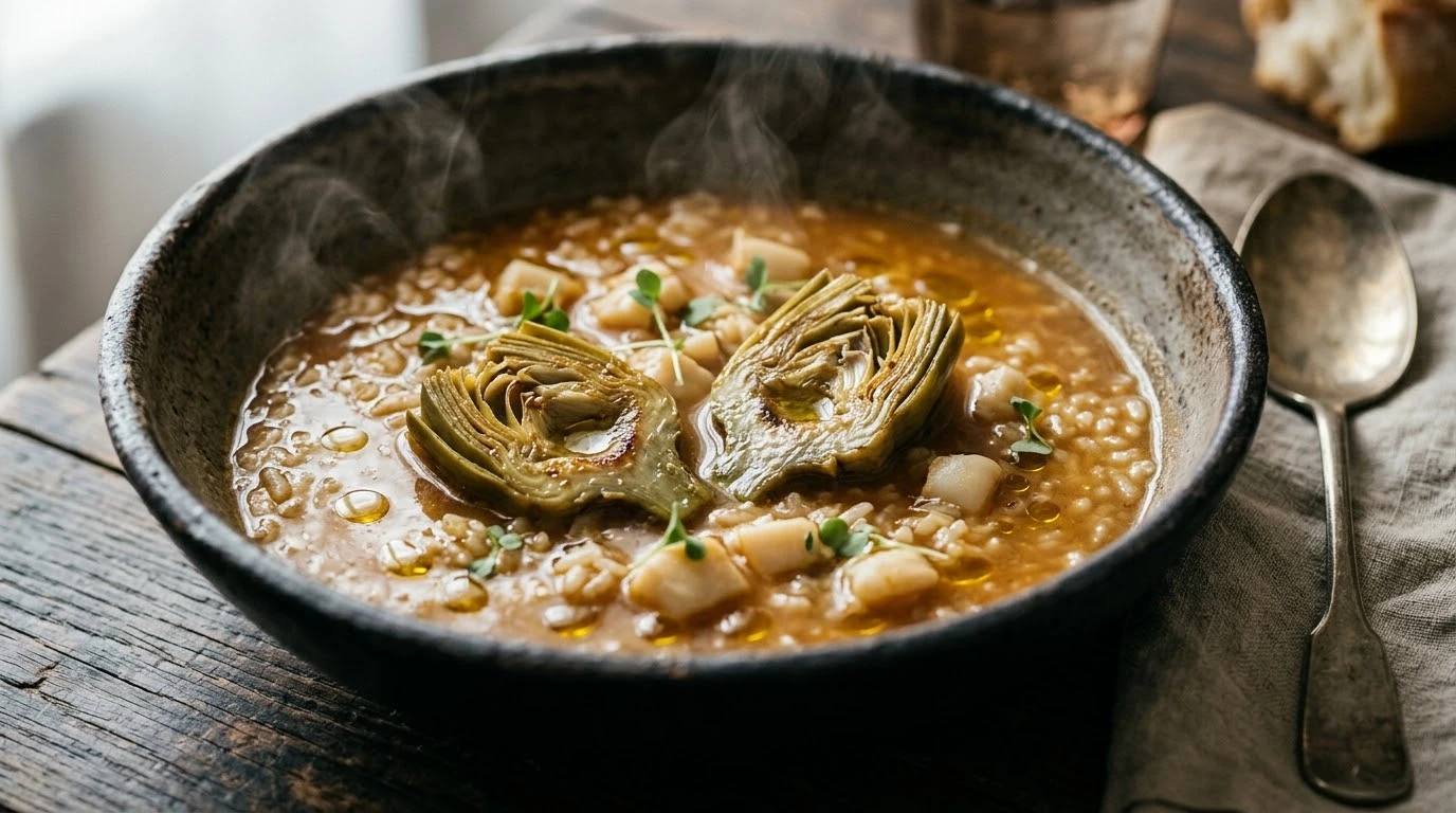 Receta de Arroz Caldoso del Maestrat con DOP Alcachofa de Benicarló y Sepia de Lonja