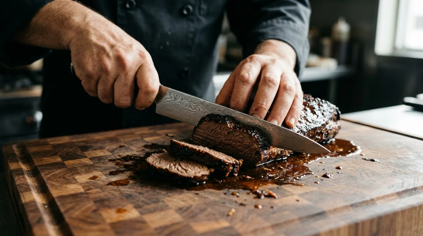 Asado Negro Tradicional Venezolano con Reducción de Papelón y Especias Cálidas - Fase 5: Braseado Lento y Conversión de Colágeno