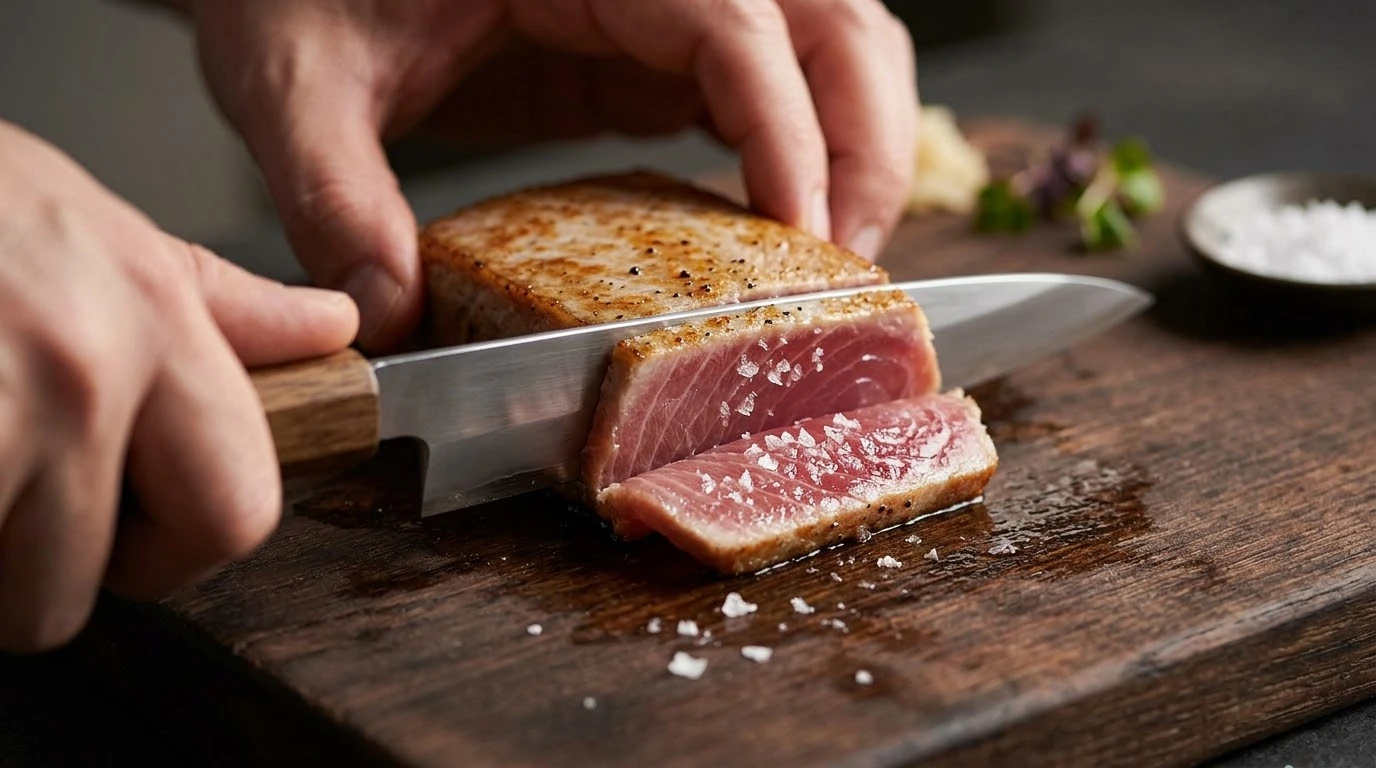 Atun Rojo de Almadraba a la Brasa con Costra de Semillas de Hinojo Silvestre y Tapenade - Fase 3: Preparación y Encostrado de los Lingotes de Almadraba