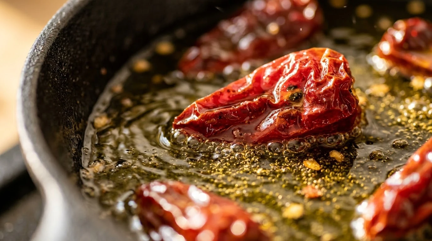 Caldero del Mar Menor: La Alquimia Marinera del Arroz de Calasparra - Fase 1: Tostado Micelar de las Ñoras y Perfumado del Aceite