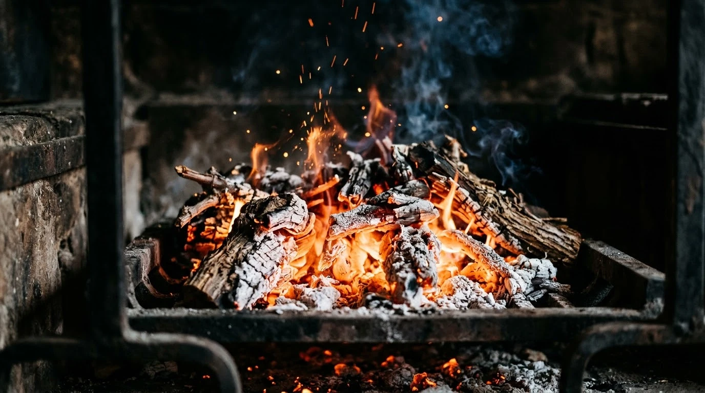 Chuletón de Buey Madurado 60 Días a la Brasa Viva de Sarmientos de Viña Vieja: Geología, Fuego Telúrico y el Vínculo Molecular con Ribera del Duero - Fase 1: Ignición de la Cama Térmica y Pirogénesis del Sarmiento