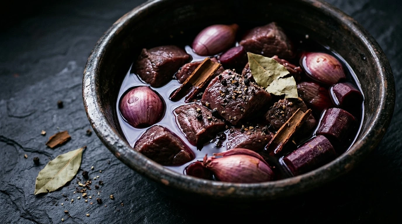 Civet de Jabalí al DOQ Priorat con Reducción de Moras Silvestres y Chocolate Amargo - Fase 2: Sellado Profundo y Reacción de Maillard