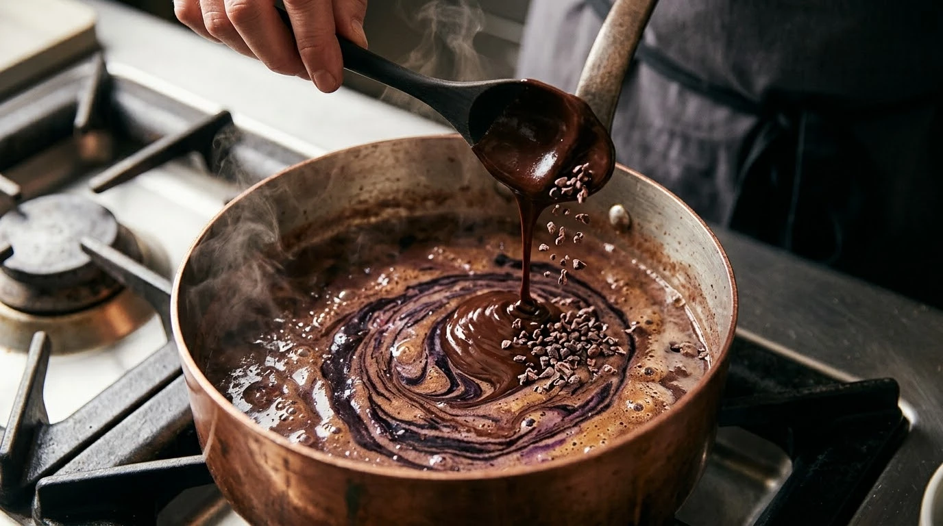 Civet de Jabalí al DOQ Priorat con Reducción de Moras Silvestres y Chocolate Amargo - Fase 3: Pochado de Aromáticos y Desglasado Histórico