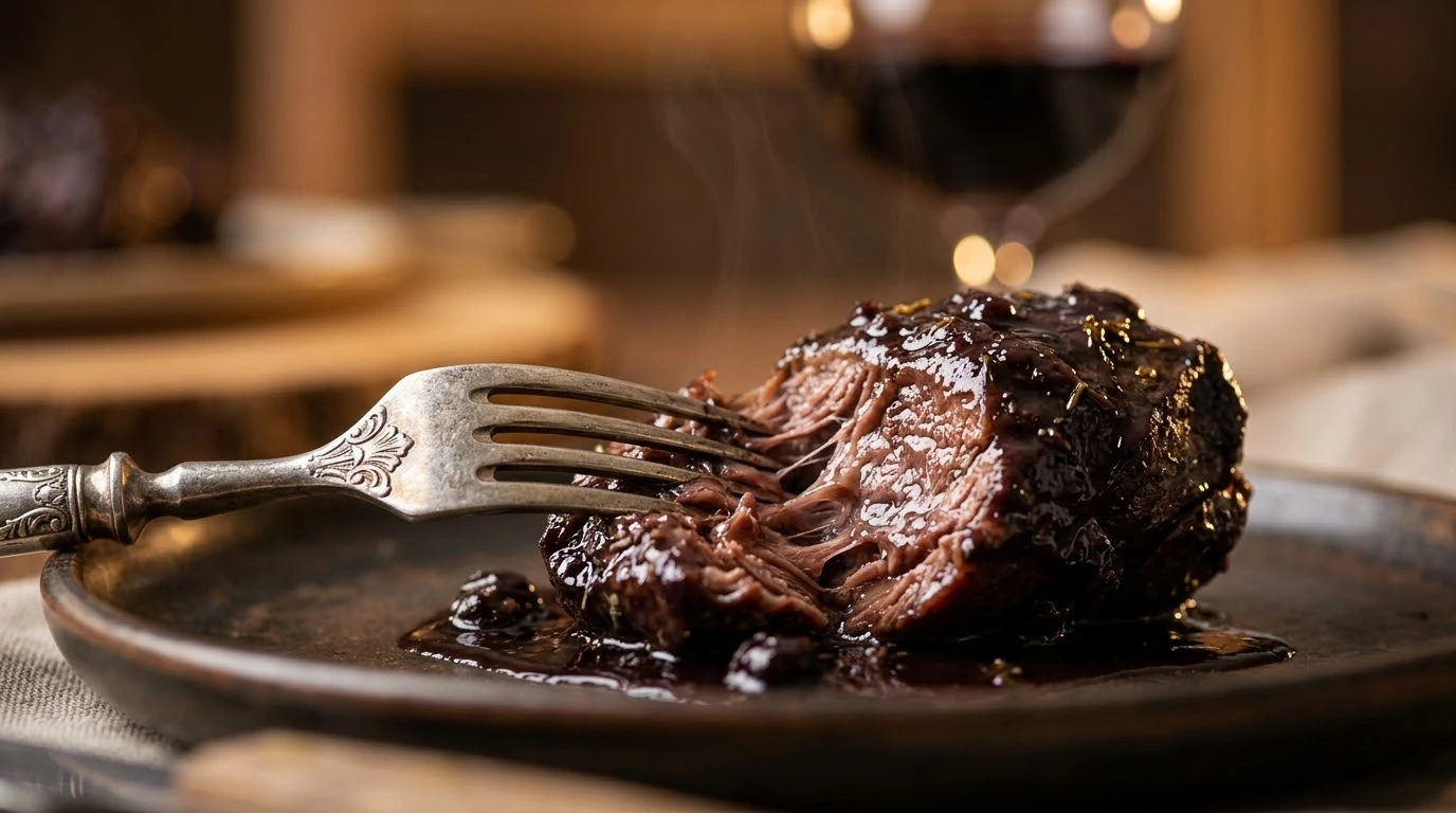 Civet de Jabalí al DOQ Priorat con Reducción de Moras Silvestres y Chocolate Amargo - Fase 5: Extracción, Filtrado y Reducción Frutal de Moras