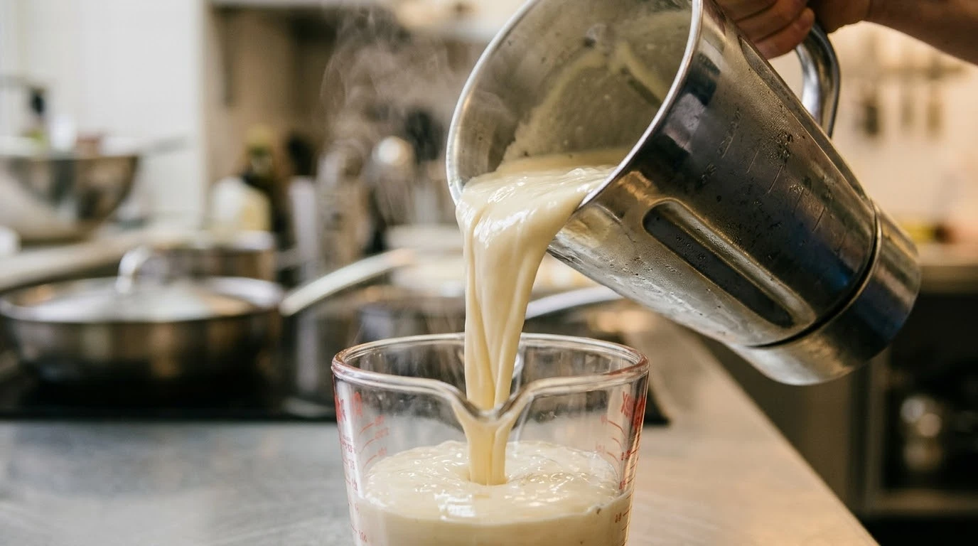 Receta de Crema Templada de Idiazabal Ahumado con Yema Curada y Boletos Confitados - Fase 4: Emulsión Termorregulada del Queso Idiazabal