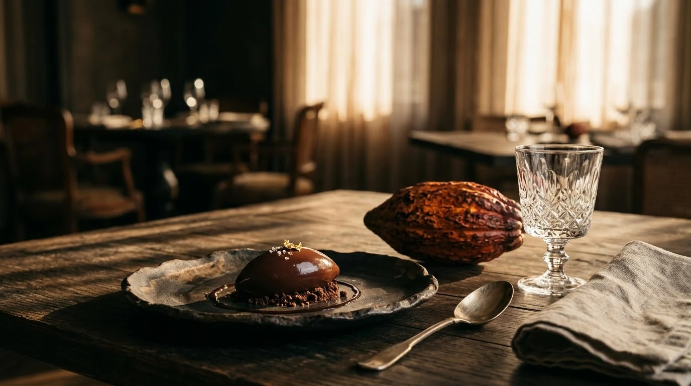 Ganache Cremosa Chuao 70% con Sal Marina de Araya y Aceite de Oliva Arbequina - Fase 6: Atemperado, Formado de Quenelle y Coronación Mineral
