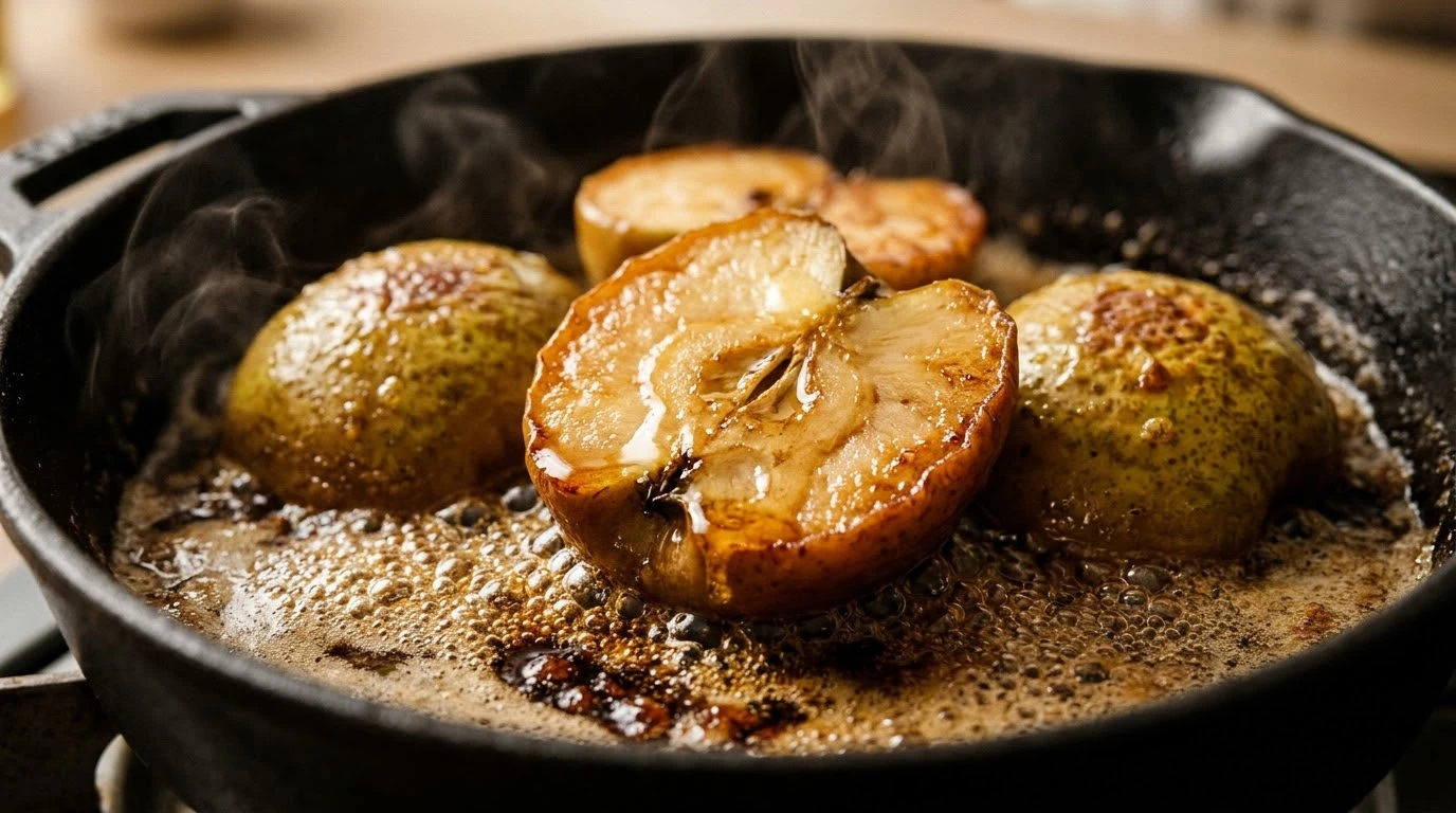 Milhojas Crujiente de Manzana Reineta Asada y Torta del Casar DOP - Fase 2: Vidriado y Caramelización Cristalina del Hojaldre