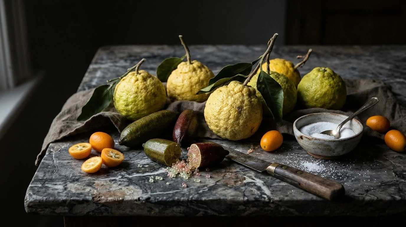 Pavlova Desestructurada de Cítricos de Invierno con Kumquat Confitado, Yuzu y Finger Lime - Fase 3: Confitado de Kumquats en Almíbar de Vino de Hielo
