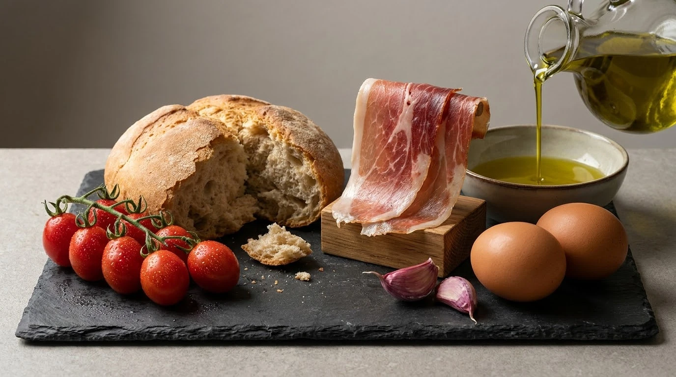 Salmorejo de Jabugo con Huevo Poché y Lascas de Jamón DOP: El Clasicismo Andaluz Elevado a la Alta Gastronomía