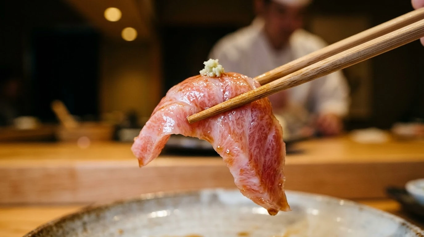 Sashimi de Toro de Almadraba con Wasabi Fresco de Shizuoka y Reducción de Manzanilla Pasada - Fase 6: Glaseado y Emplatado de Autor