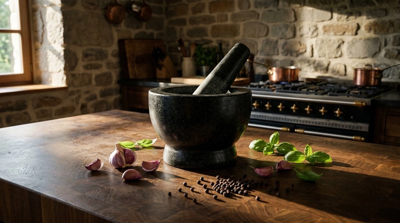Morteros de Alta Gastronomía: Física del Cizallamiento, Litología Culinaria y Metalurgia Ancestral