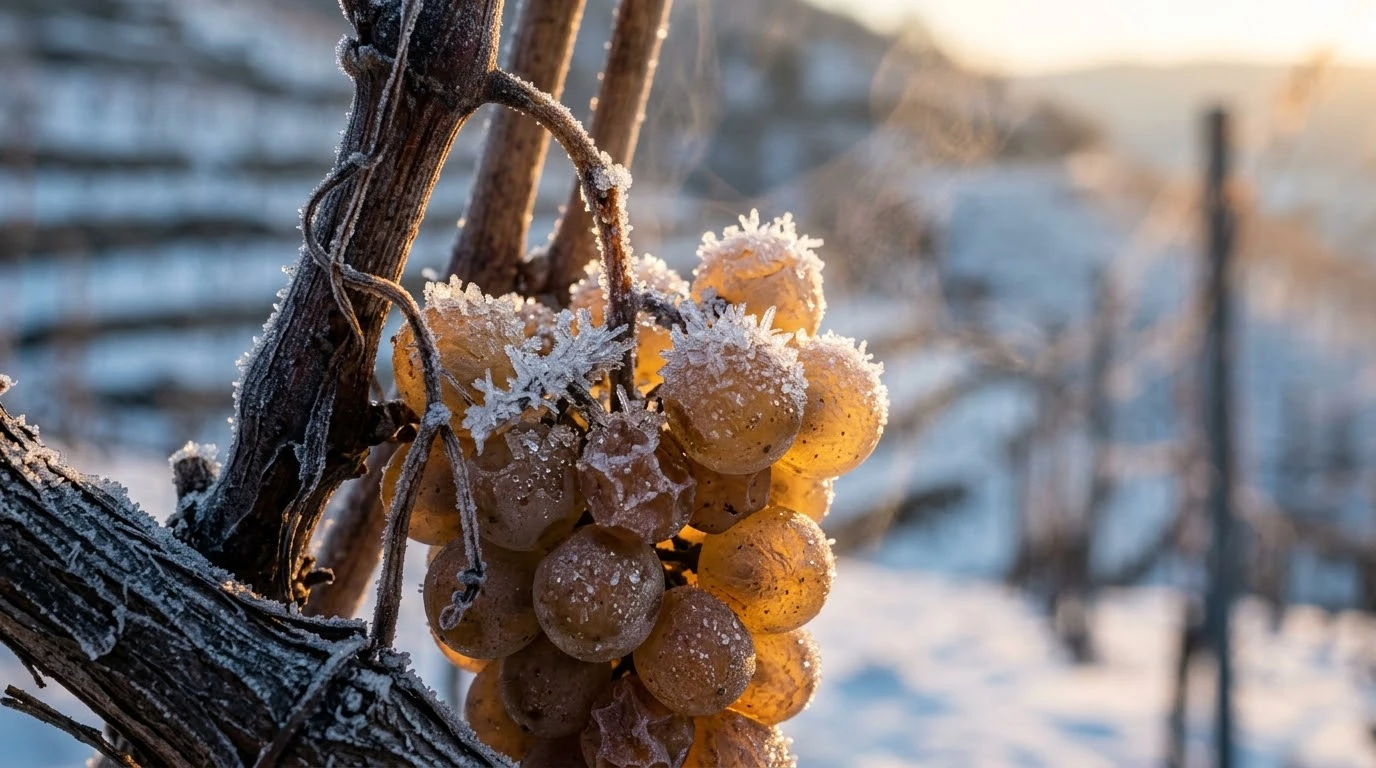 El Néctar Helado del Invierno: Vinos de Hielo y Vendimia Tardía, la Alquimia de la Concentración para Postres de Alta Esfera