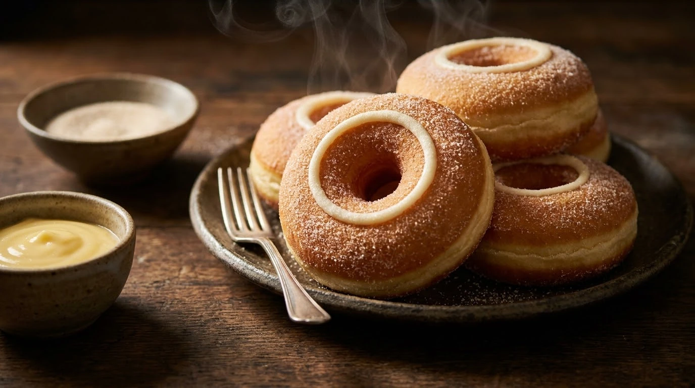 Receta de Bomboloni Italianos Canónicos de Masa Madre, Patata y Crema Pasticcera