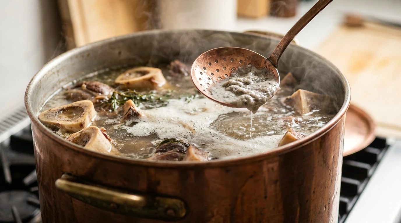 Receta de Cocido Madrileño Tradicional en Tres Vuelcos - Sellado Maillard y Fondo Aromático