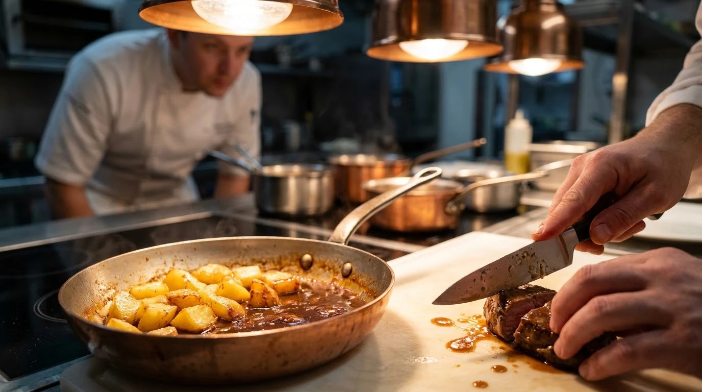 Receta de Carne Asada a la Gallega: La Alquimia del Fuego Manso y la Ternera Suprema - Cocción Sub-Ebullición y Cinemática de la Pataca Kennebec
