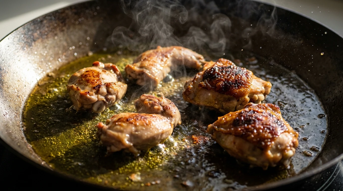 Receta de Paella Valenciana Tradicional a la Leña con Arroz D.O.P. y Socarrat Canónico - Nivelación Mecánica del Recipiente y Sellado Maillard de Carnes Nobles