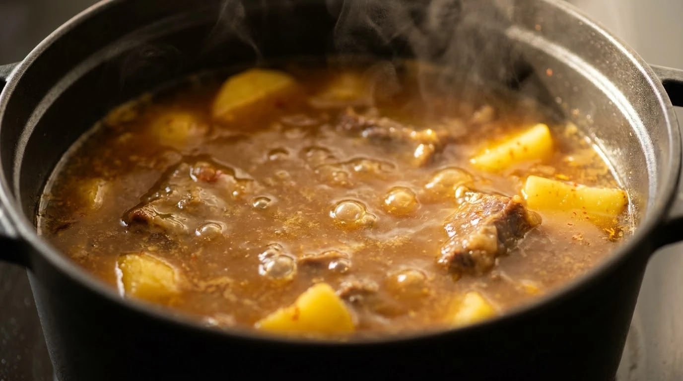 Receta de Guiso de Patatas con Costillas de Cerdo Ibérico: Maestría Termodinámica y Elogio a la Patata Nacional - Construcción de la Base Sápida: Confitado de Sofrito y Desglasado Noble