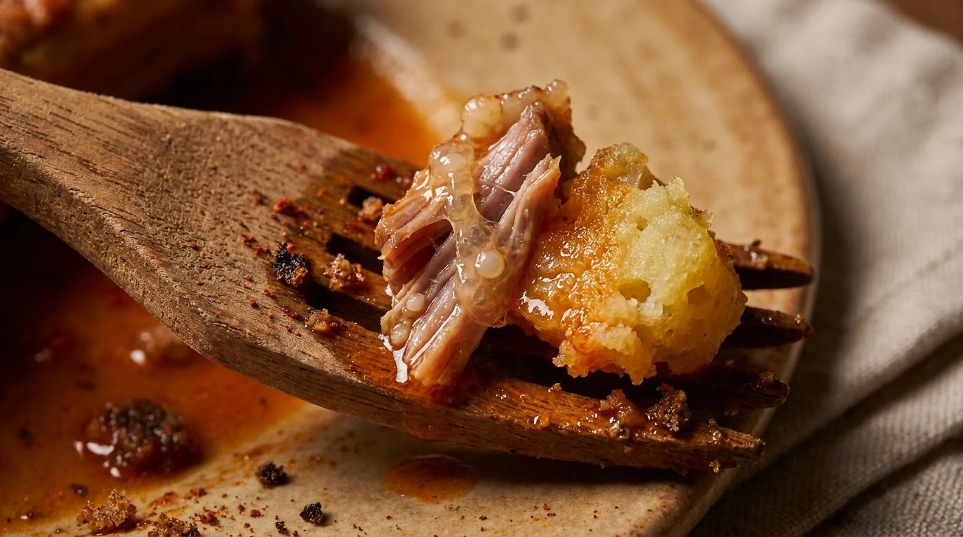 Receta de Guiso de Patatas con Costillas de Cerdo Ibérico: Maestría Termodinámica y Elogio a la Patata Nacional - Emplatado de Autor Haute-Cuisine y Terminación Aromática