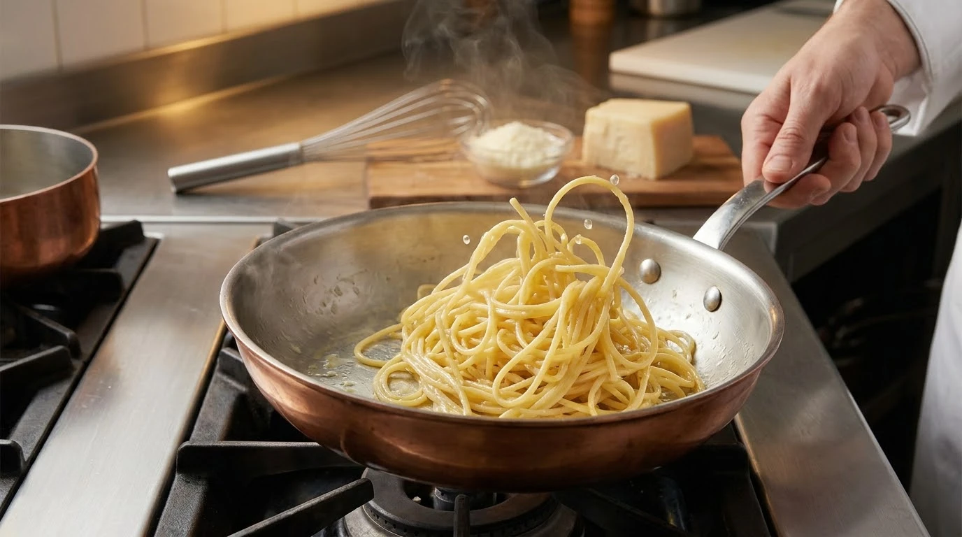 Receta de Spaghetti alla Carbonara Canónica Tradicional Romana - Punto Térmico y Reducción