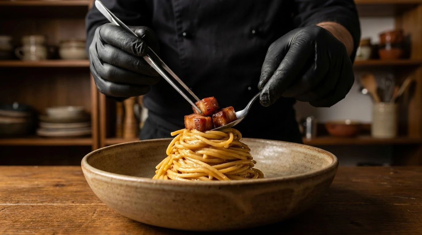 Receta de Spaghetti alla Carbonara Canónica Tradicional Romana - Reposo y Armonización