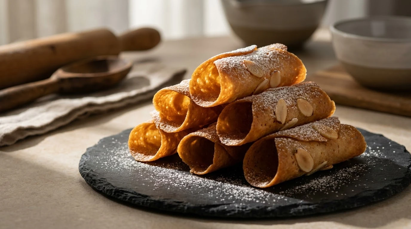 Receta de Tejas de Almendra Tradicionales: La Alquimia Crujiente del Vidrio Dulce y Moldeado en Caliente