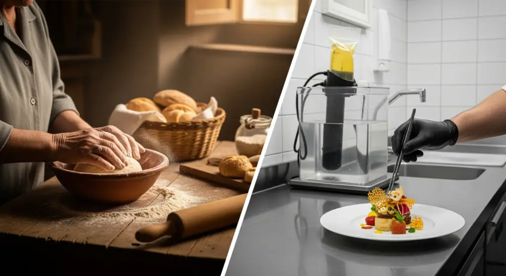 El origen de la cocina tradicional y la cocina moderna
