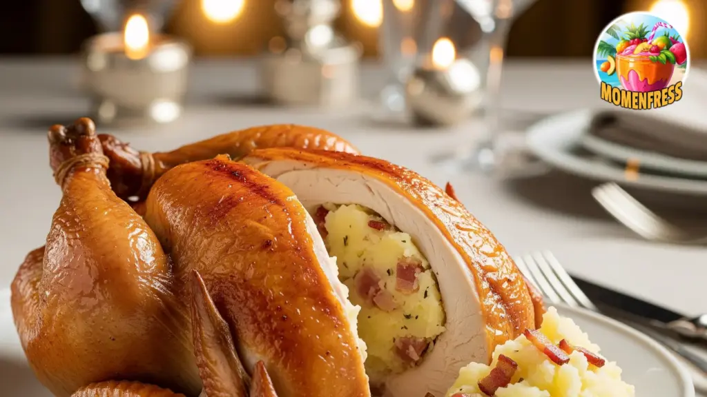 Pollo Asado Relleno | La Receta Más Fácil y Deliciosa con Puré de Patatas y Bacon
