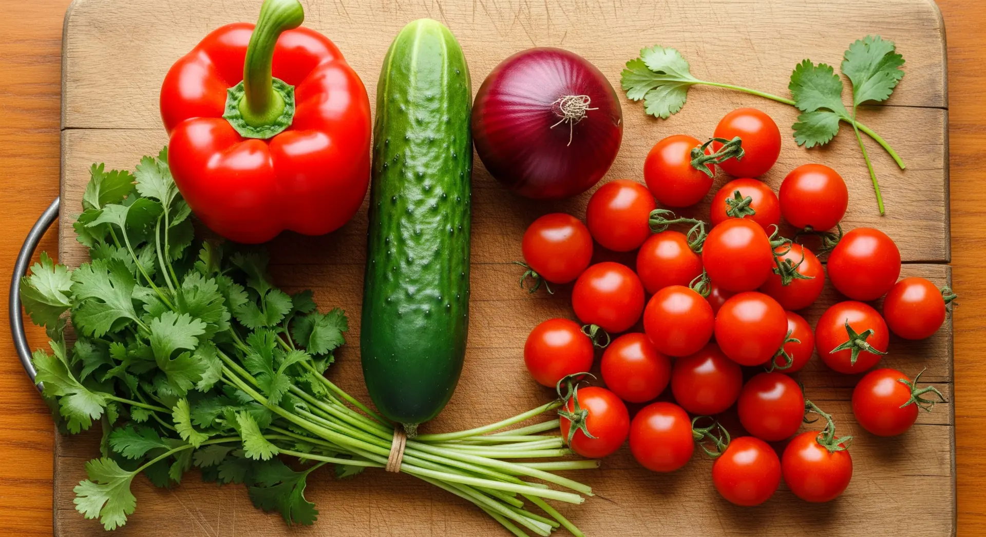 Cortar los vegetales de la ensalada