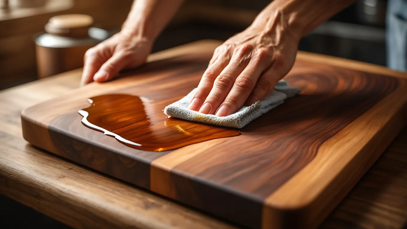 La tabla de cortar de madera