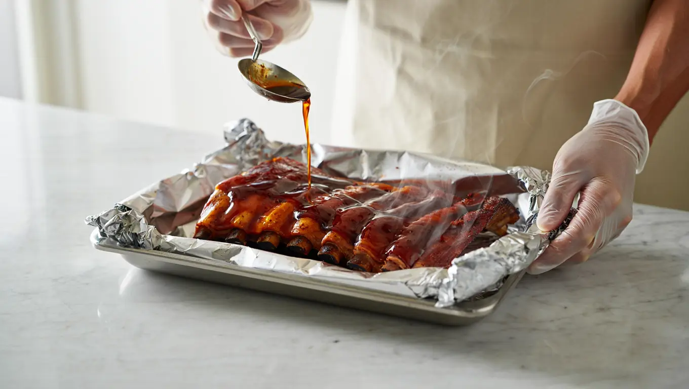 Cocción lenta y húmeda de las costillas bbq