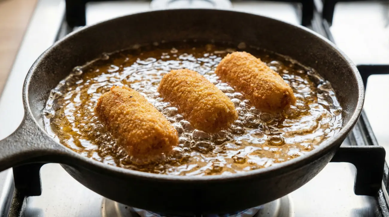 Croquetas de jamón ibérico: La fritura