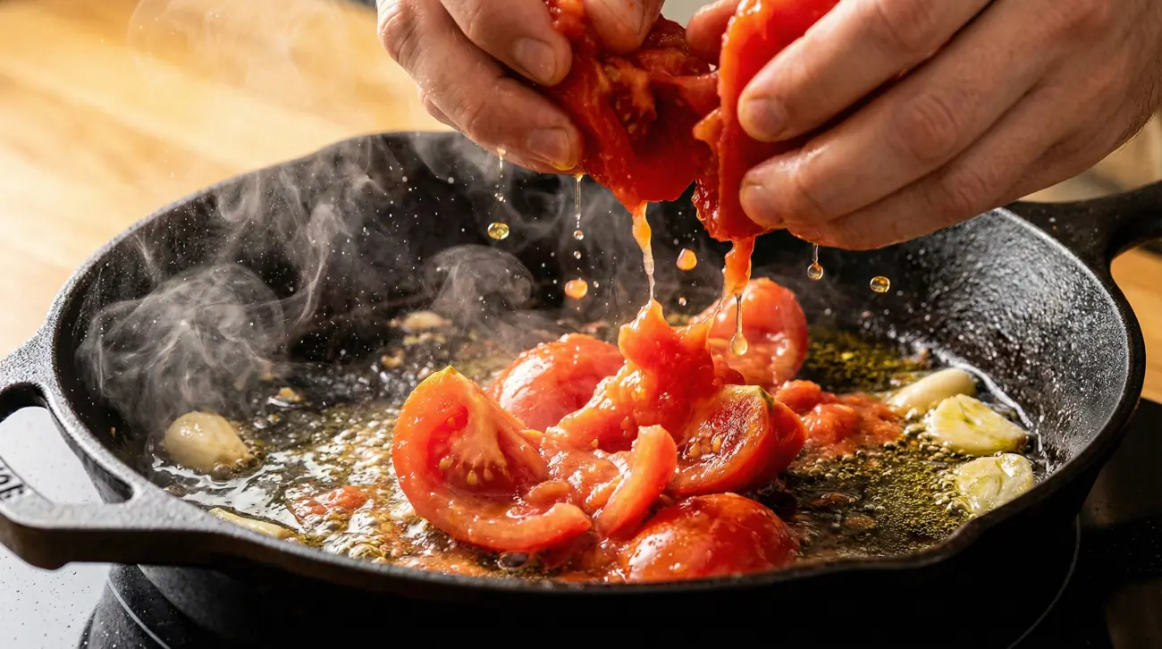 La salsa de tomate en el pollo a la Marengo