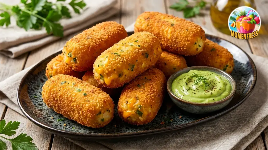 BOMBAS DE PATATA Y ARROZ RELLENAS DE QUESO | Crujientes, Cremosas y con Salsa de Aguacate