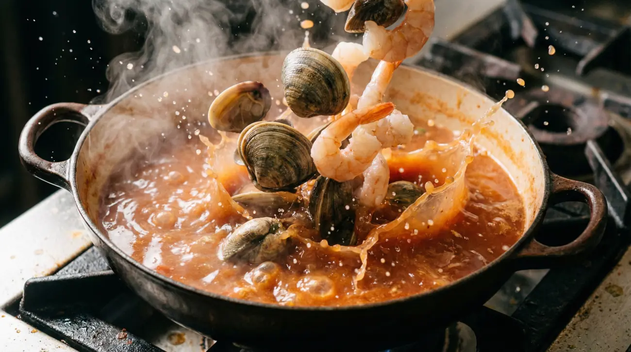Caldo casero de pescado y marisco